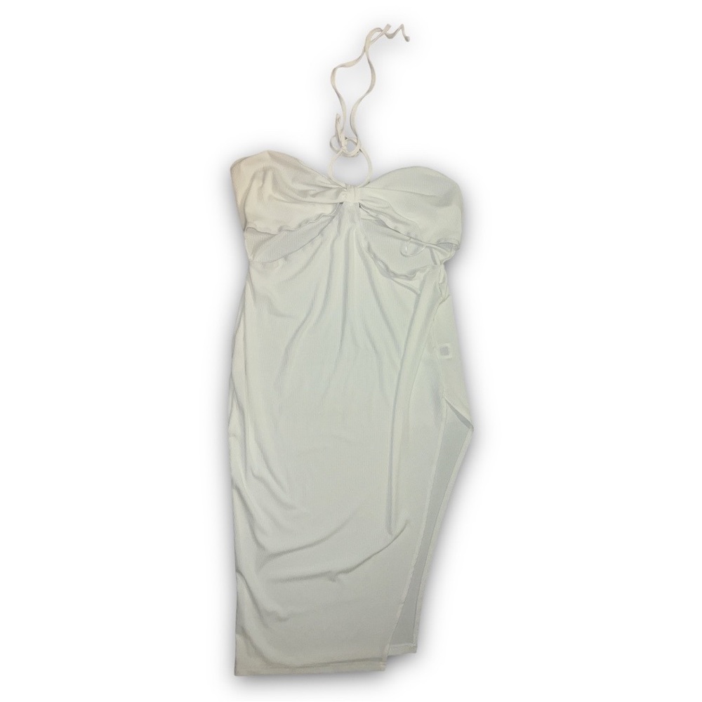 Cut Out Halter Neck Slit Thigh Dress